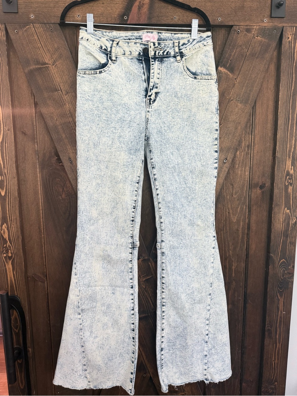 Pink Lily Light Acid Wash Flare Jeans